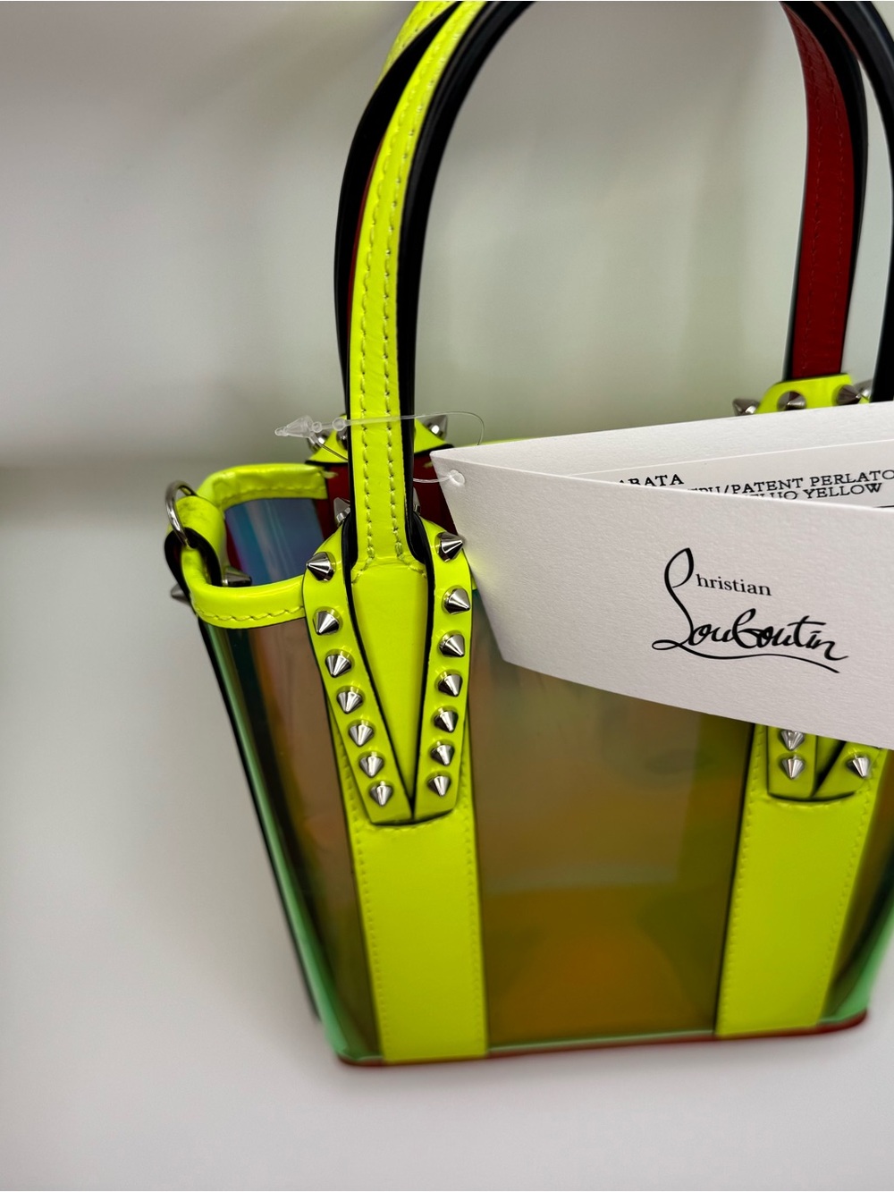 Christian Louboutin Neon Yellow & Iridescent PVC Mini Tote